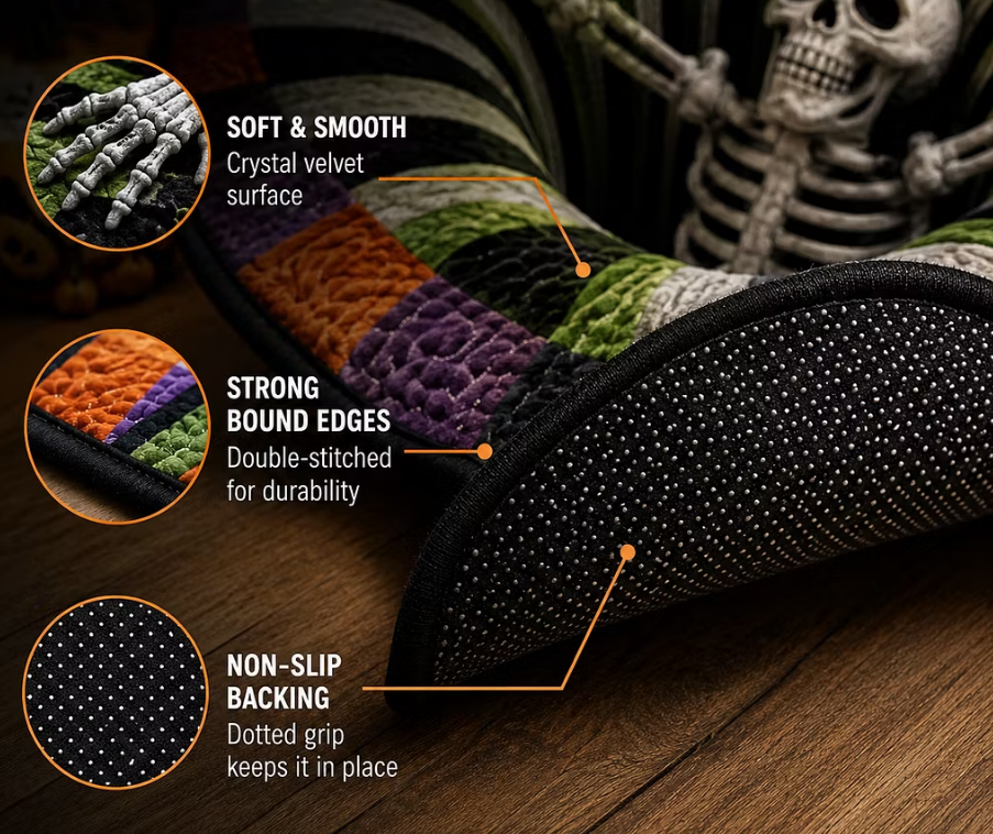 Wait… Is That A Hole In The Floor? - Halloween 3D Skeleton Vortex Illusion Rug