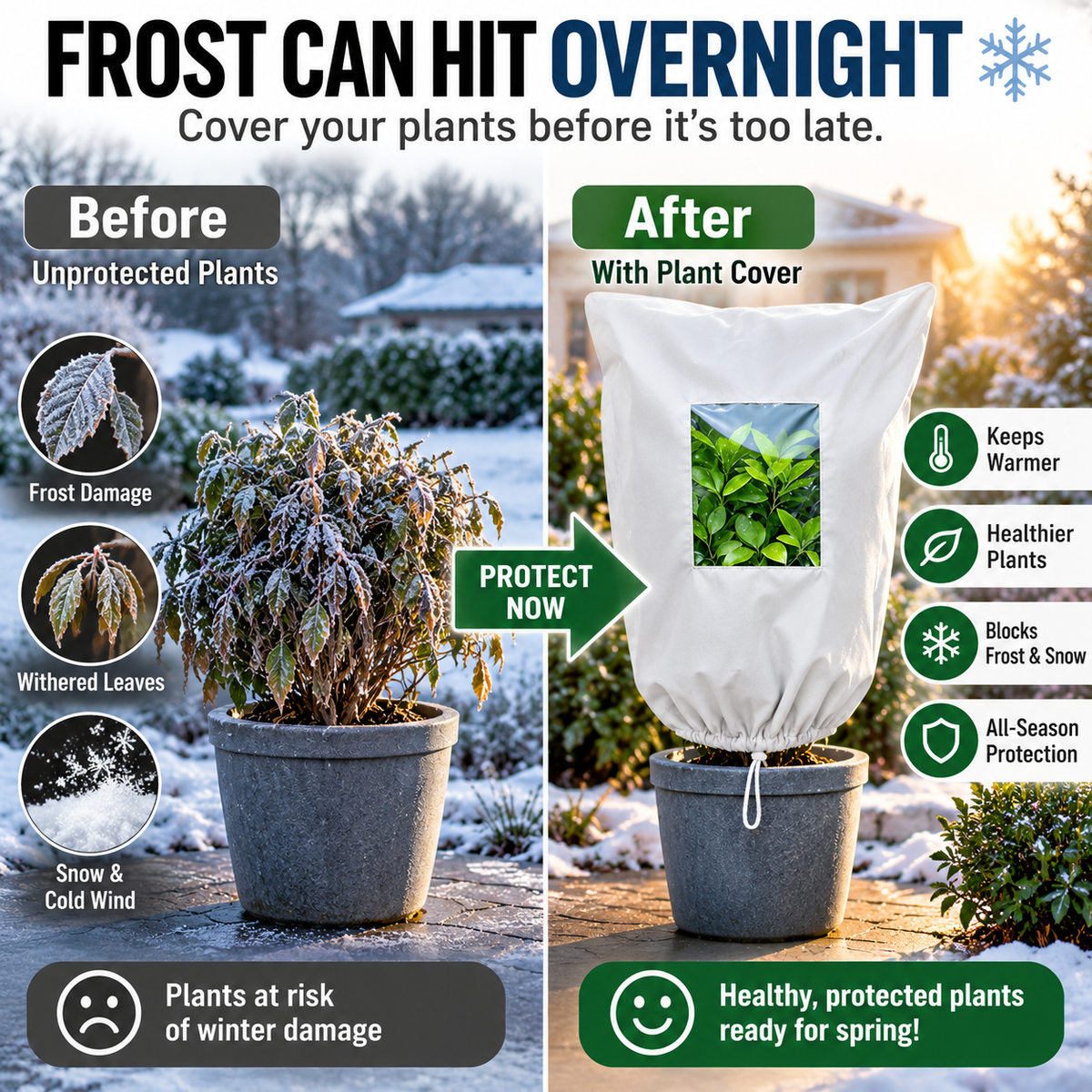50% OFF | Protect Your Plants From Frost – Breathable Reusable Winter Cover