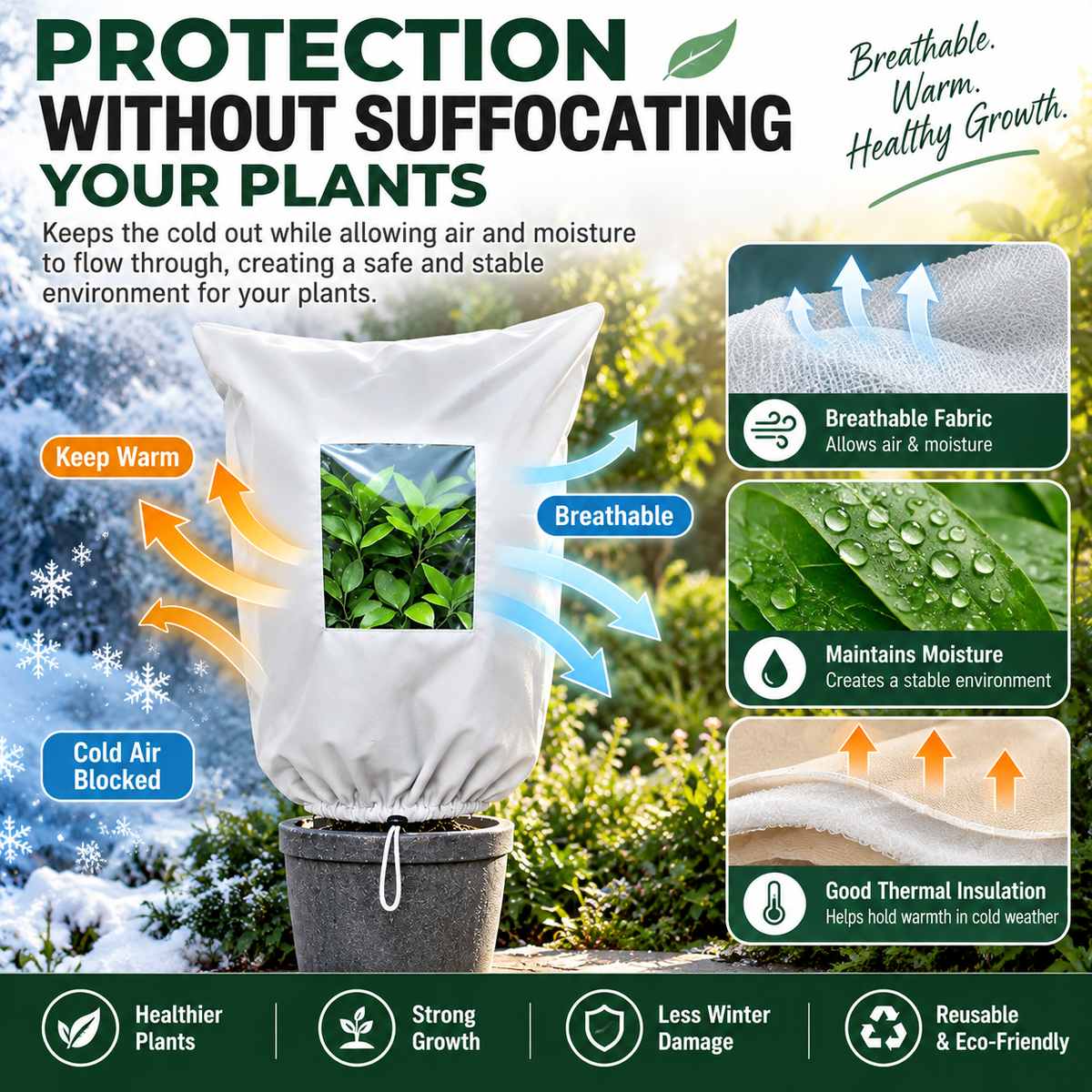 50% OFF | Protect Your Plants From Frost – Breathable Reusable Winter Cover