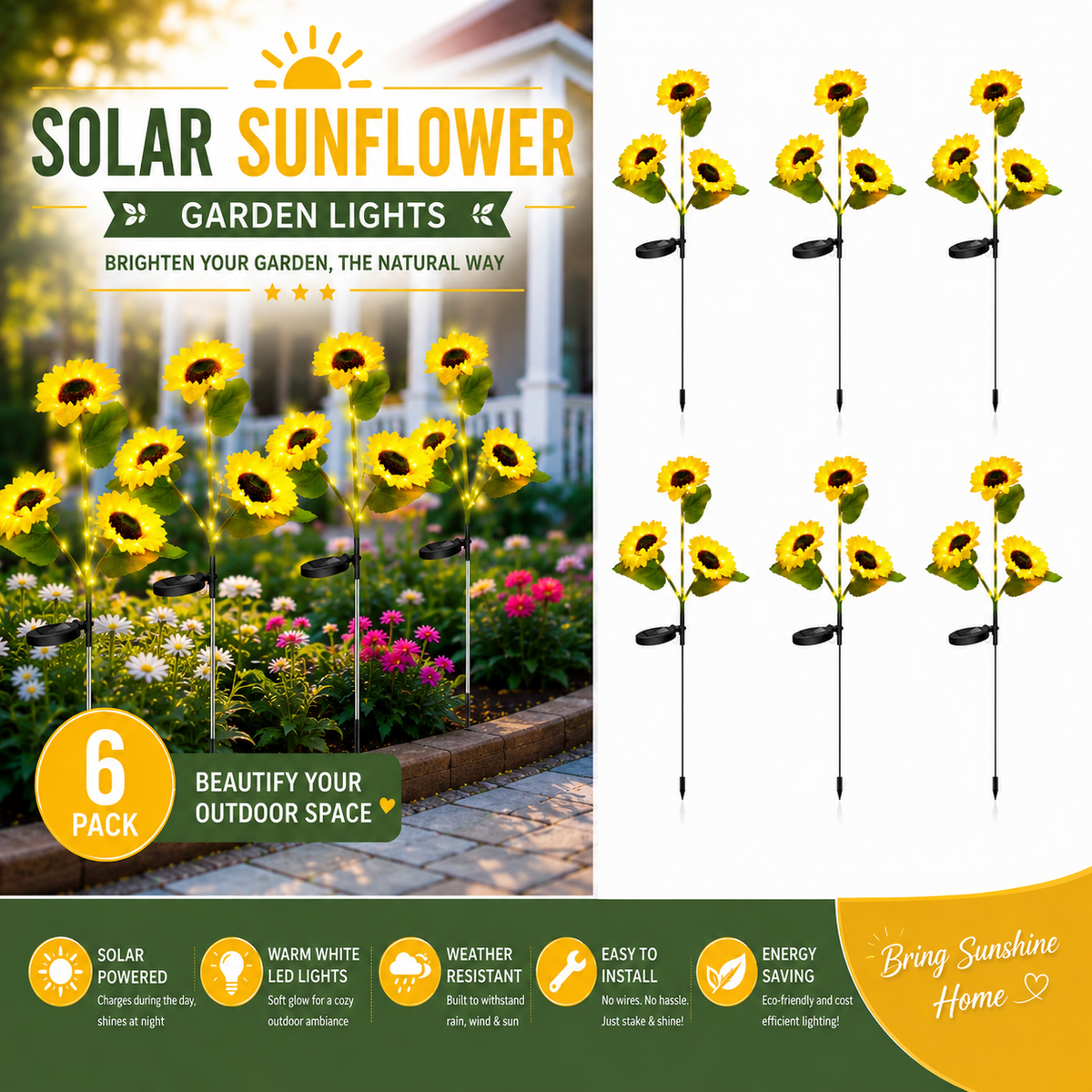 🌻 50% OFF Today | Solar Sunflower Lights – Bright & Beautiful