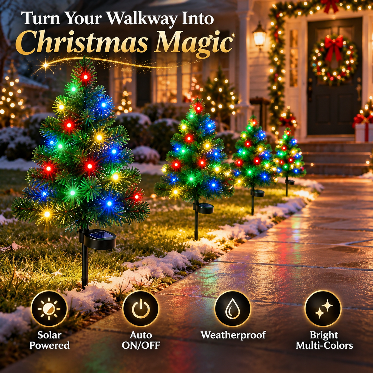 🔥 LAST DAY 49% OFF – Solar Christmas Tree Pathway Lights 🎄