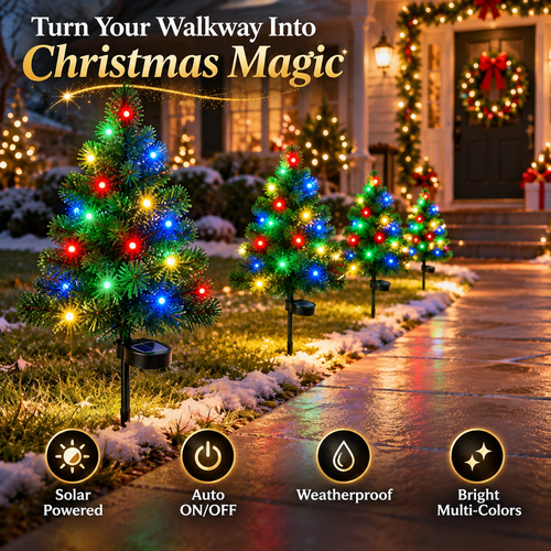 🔥 LAST DAY 49% OFF – Solar Christmas Tree Pathway Lights 🎄