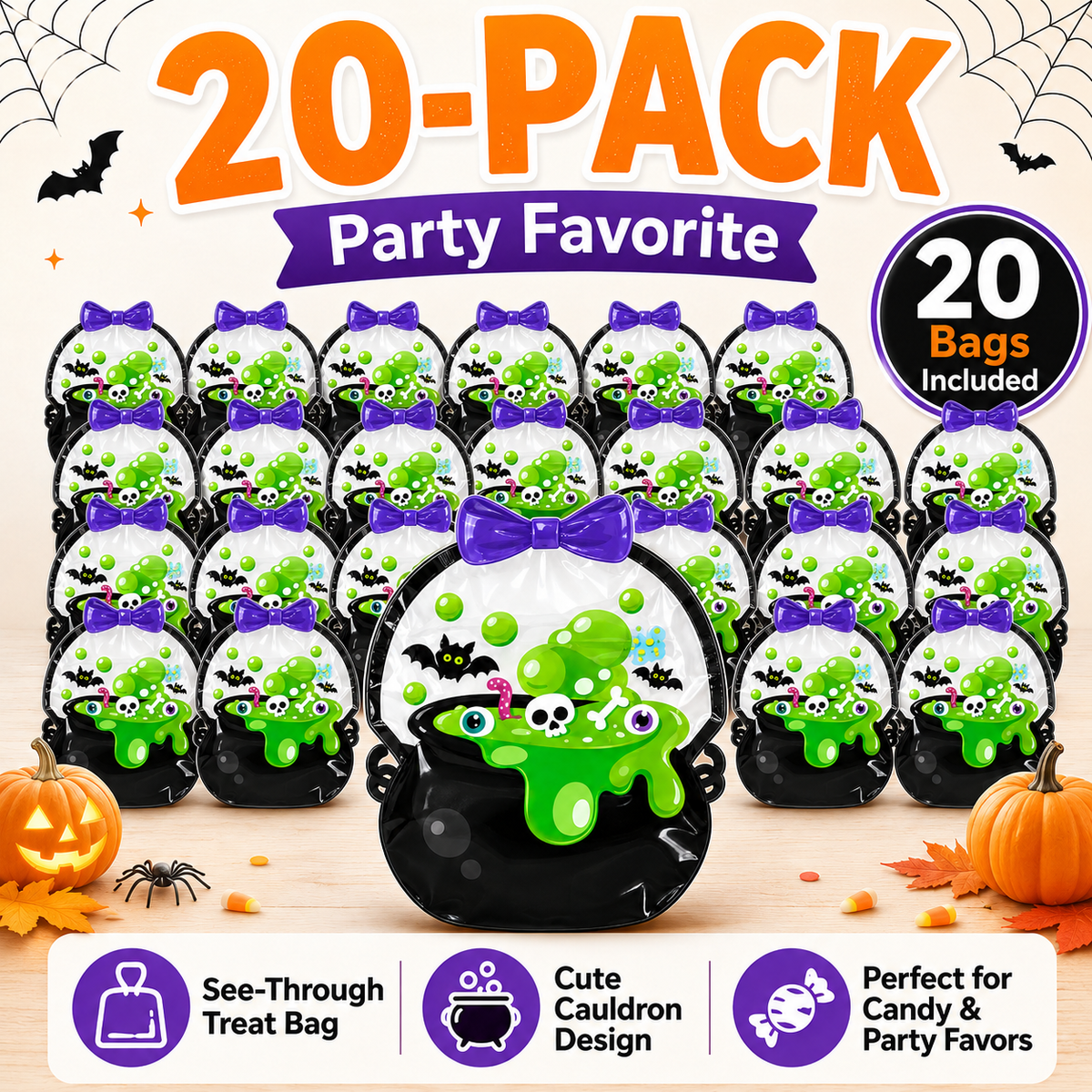 👻Early Halloween Special 49% OFF👻-Halloween Transparent Pumpkin Favor Bags