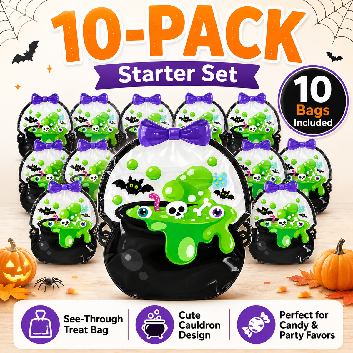 👻Early Halloween Special 49% OFF👻-Halloween Transparent Pumpkin Favor Bags