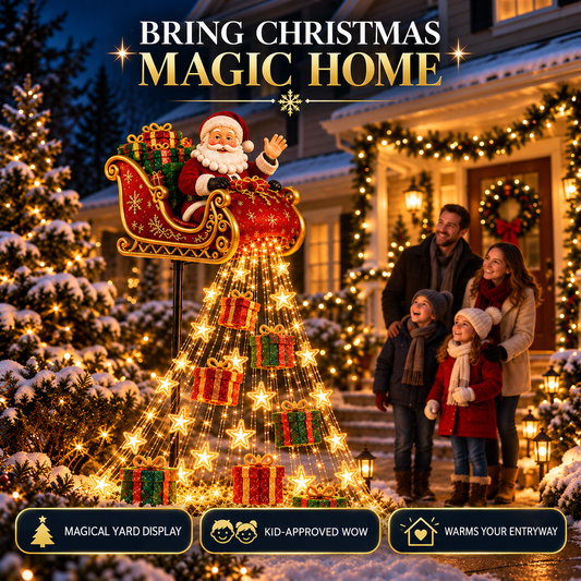 🎅✨ 2026 New Santa’s Flying Sleigh Gift Cascade – Solar Christmas Garden Light