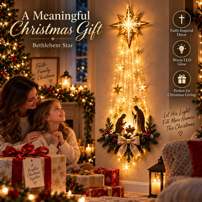 ✨ Last Day 50% OFF ✨ ✝️ Bethlehem Star of Faith – Lighted Nativity Wall Decor