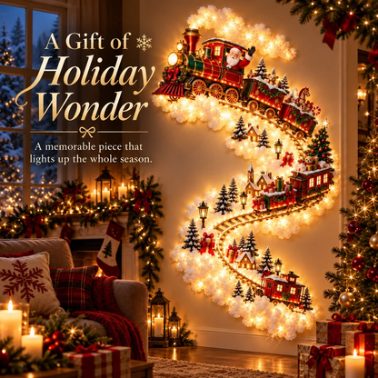 🎄 Christmas Magic LED Train Wall Light | Santa Holiday Wall Decoration