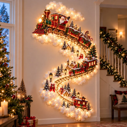🎄 Christmas Magic LED Train Wall Light | Santa Holiday Wall Decoration