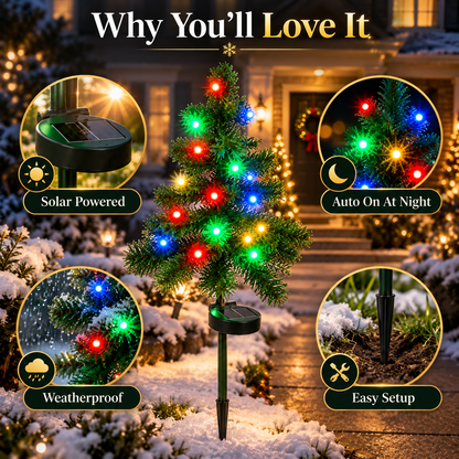 🔥 LAST DAY 49% OFF – Solar Christmas Tree Pathway Lights 🎄