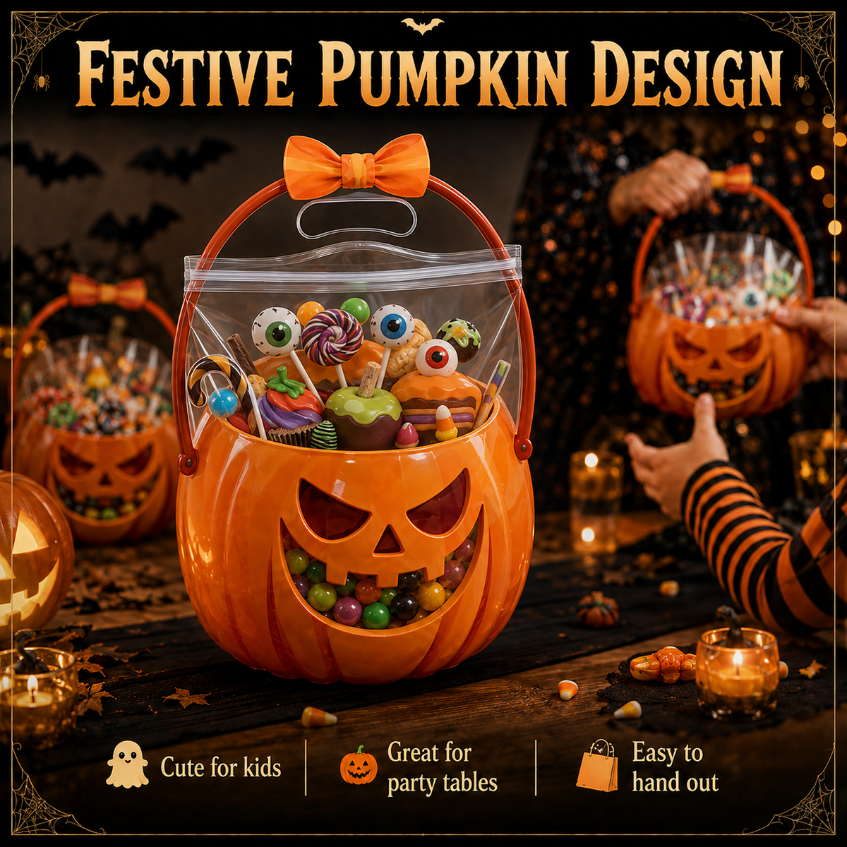 👻Early Halloween Special 49% OFF👻-Halloween Transparent Pumpkin Favor Bags