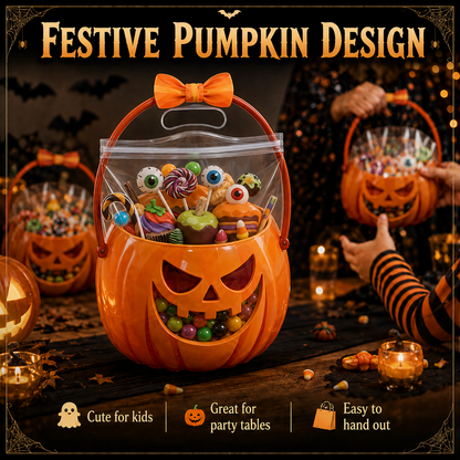 👻Early Halloween Special 49% OFF👻-Halloween Transparent Pumpkin Favor Bags