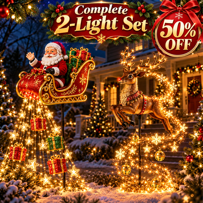 🎅✨ 2026 New Santa’s Flying Sleigh Gift Cascade – Solar Christmas Garden Light