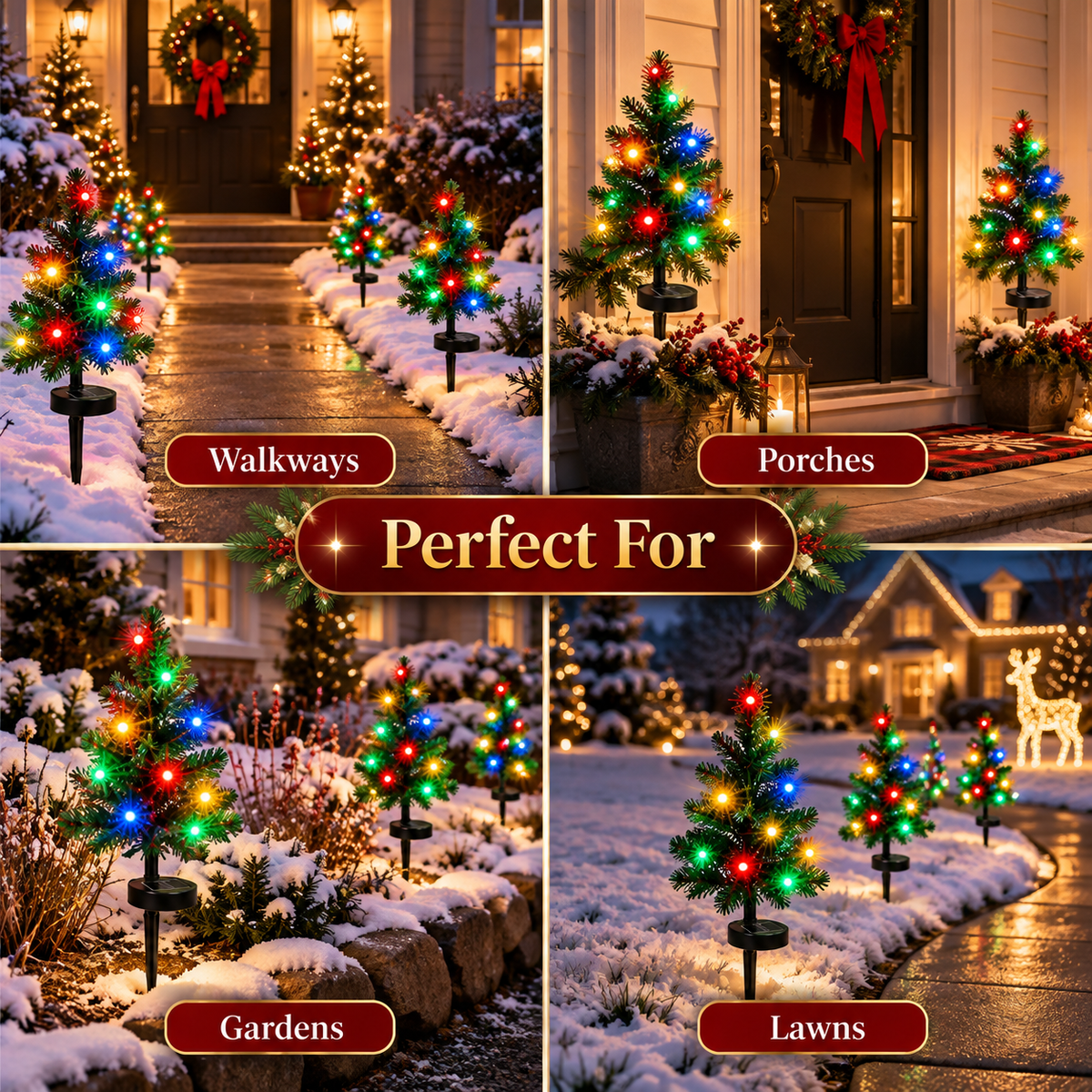 🔥 LAST DAY 49% OFF – Solar Christmas Tree Pathway Lights 🎄