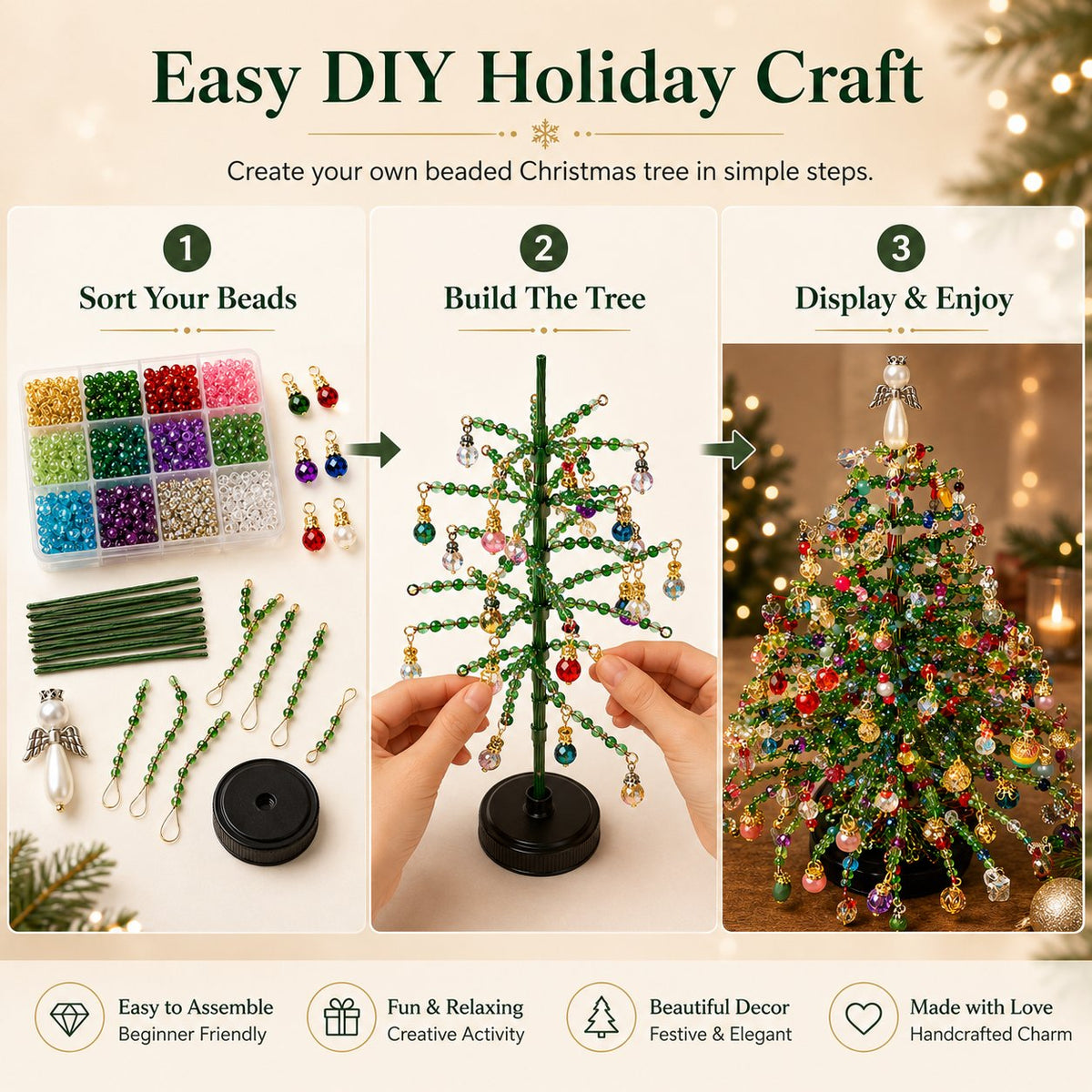 ✨DIY Beaded Holiday Tree Kit – Create Your Own Sparkling Seasonal Decor