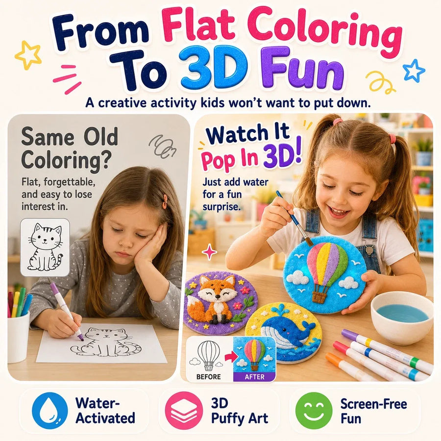 Flat coloring compared with 3D puffy art