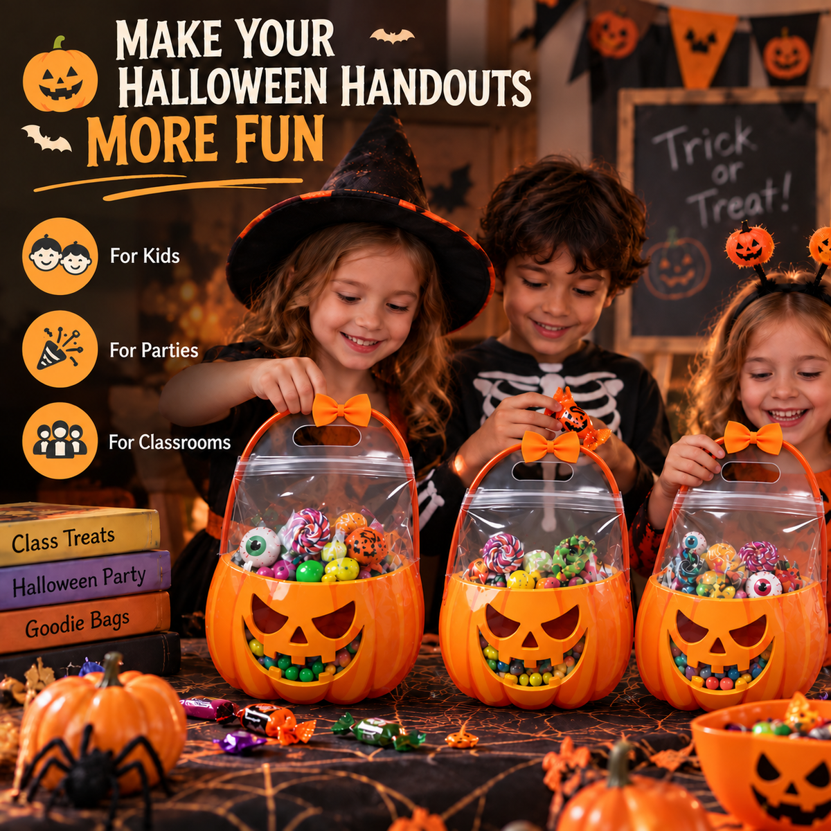 👻Early Halloween Special 49% OFF👻-Halloween Transparent Pumpkin Favor Bags