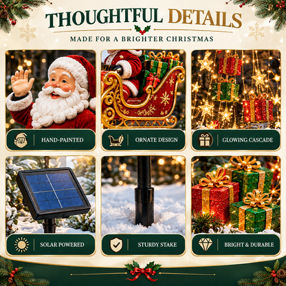 🎅✨ 2026 New Santa’s Flying Sleigh Gift Cascade – Solar Christmas Garden Light