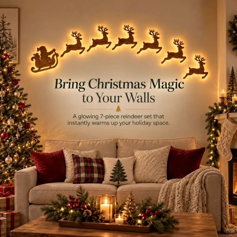 Light up Reindeer Wall Decorations - Festive Christmas Lighting