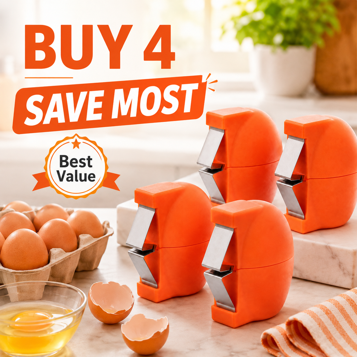 🔥🔥49% OFF Quick & Clean Egg Cracker – Manual Shell Opener with Stainless Steel Cutter