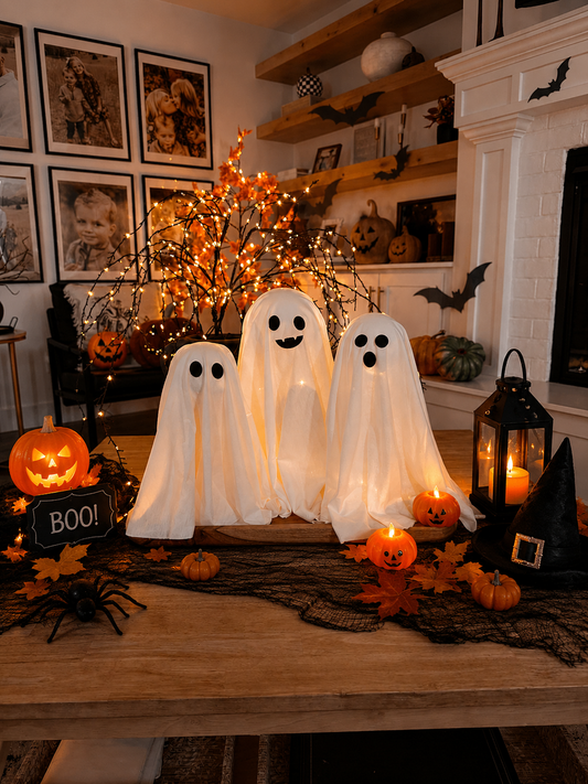 Halloween Decor - Halloween Decorations Indoor - Set of 3 DIY Spooky Ghosts Crafts - Scary Ghost for Indoor Party Home Table Room Kitchen Office