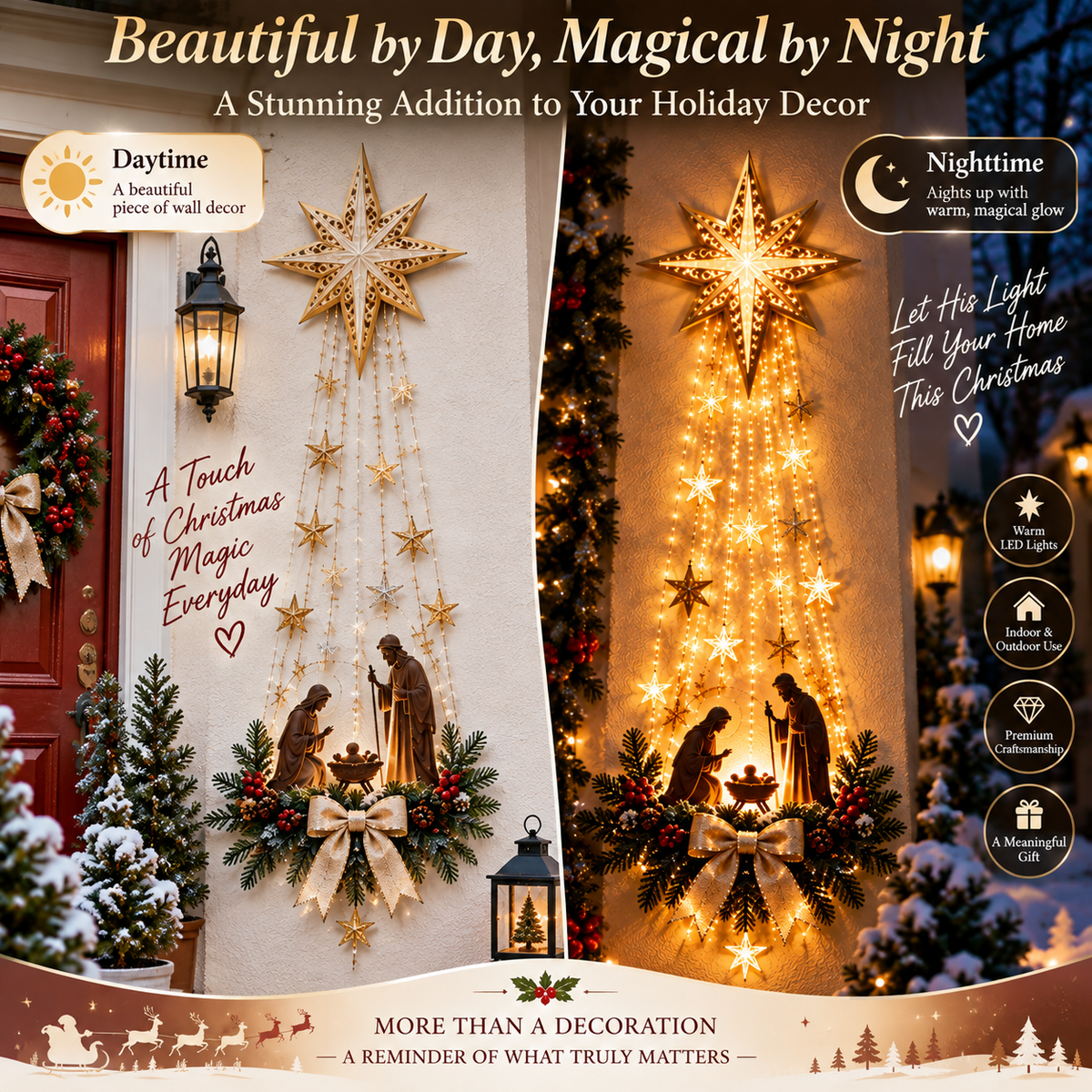 ✨ Last Day 50% OFF ✨ ✝️ Bethlehem Star of Faith – Lighted Nativity Wall Decor