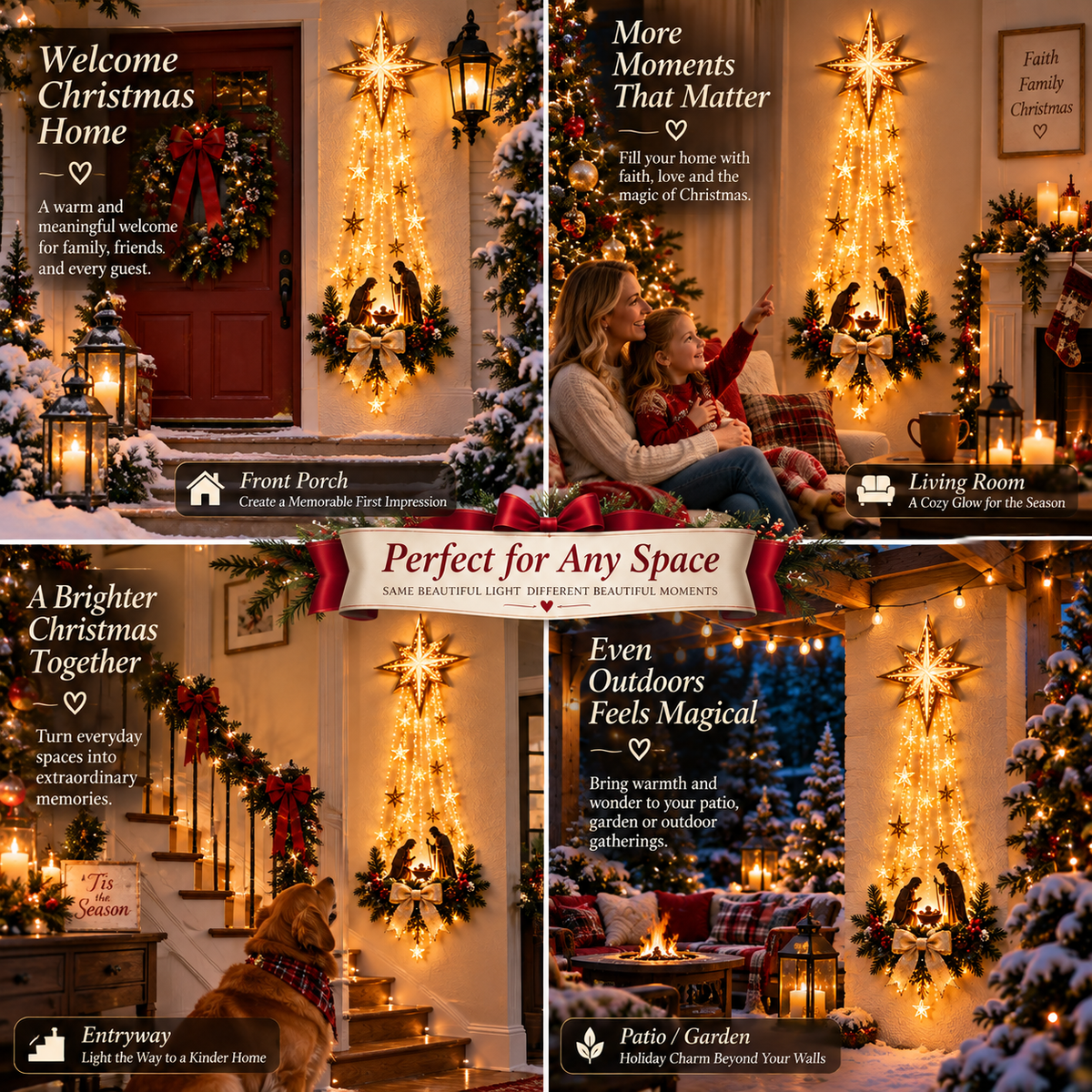 ✨ Last Day 50% OFF ✨ ✝️ Bethlehem Star of Faith – Lighted Nativity Wall Decor