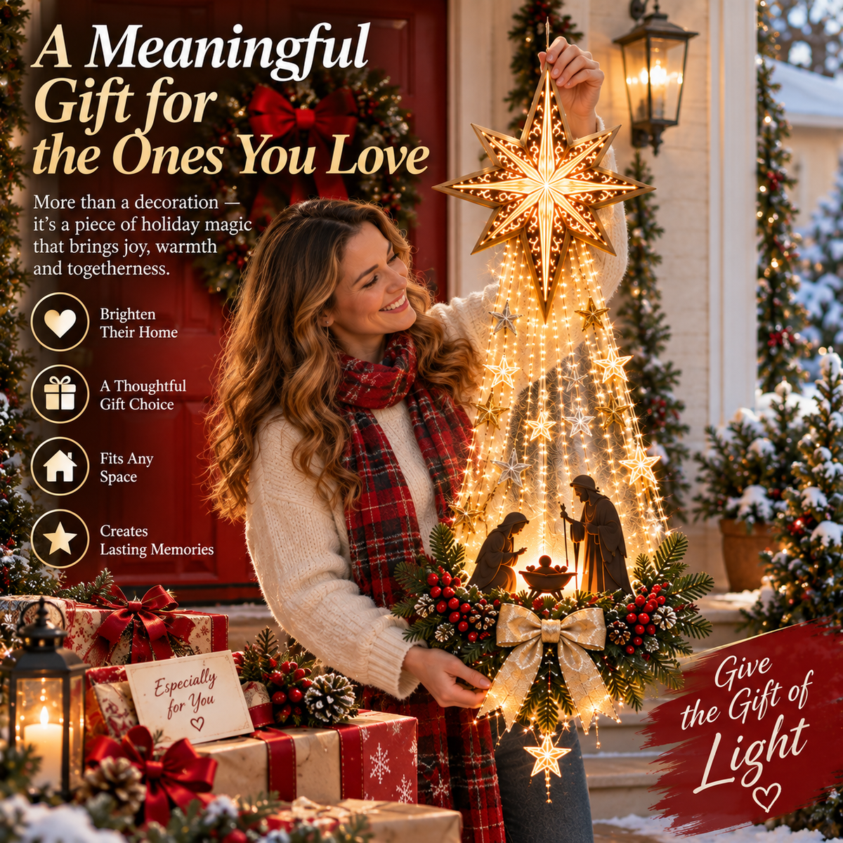 ✨ Last Day 50% OFF ✨ ✝️ Bethlehem Star of Faith – Lighted Nativity Wall Decor