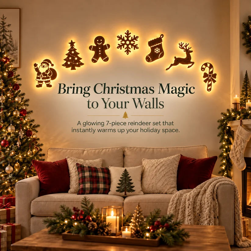 Light up Reindeer Wall Decorations - Festive Christmas Lighting